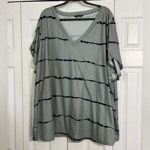 BloomChic Striped V-Neck with Tulip Sleeves